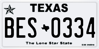 TX license plate BES0334