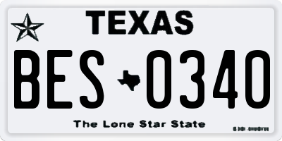 TX license plate BES0340