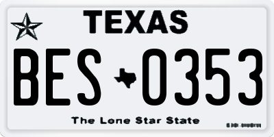TX license plate BES0353