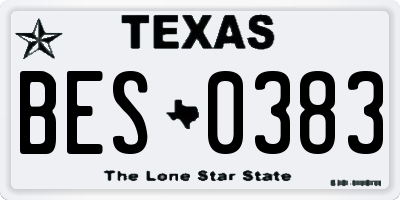 TX license plate BES0383