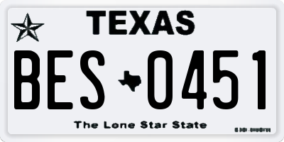 TX license plate BES0451