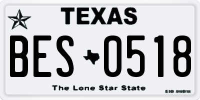 TX license plate BES0518