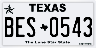 TX license plate BES0543