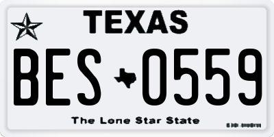 TX license plate BES0559