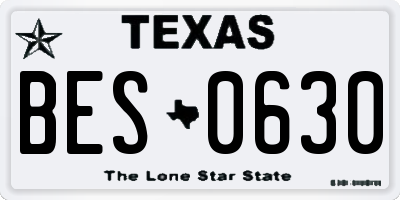 TX license plate BES0630