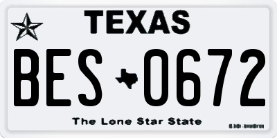 TX license plate BES0672