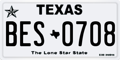 TX license plate BES0708