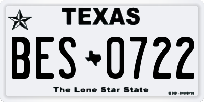 TX license plate BES0722