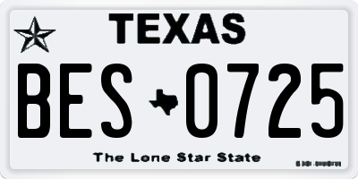 TX license plate BES0725