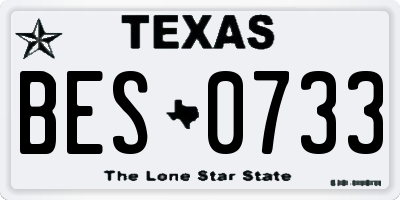 TX license plate BES0733
