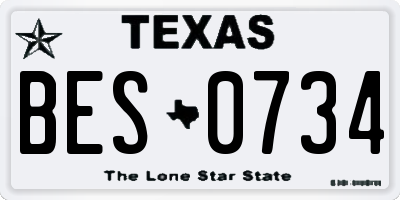 TX license plate BES0734