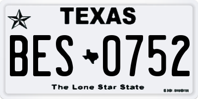 TX license plate BES0752
