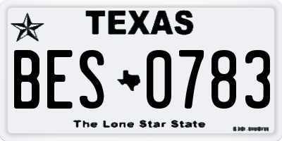 TX license plate BES0783