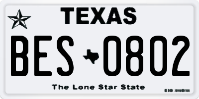 TX license plate BES0802