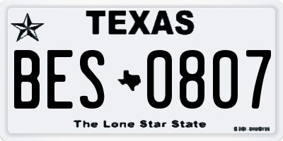 TX license plate BES0807
