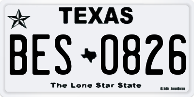 TX license plate BES0826