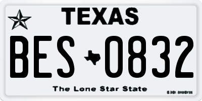 TX license plate BES0832