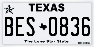TX license plate BES0836