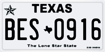 TX license plate BES0916