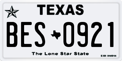 TX license plate BES0921