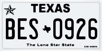 TX license plate BES0926