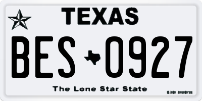 TX license plate BES0927