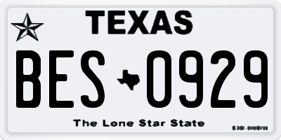 TX license plate BES0929