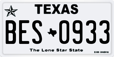 TX license plate BES0933