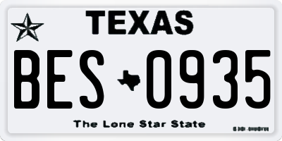 TX license plate BES0935