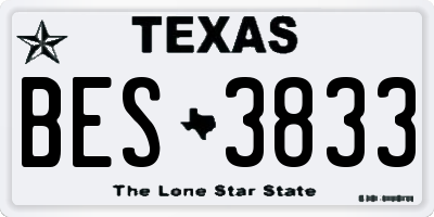 TX license plate BES3833