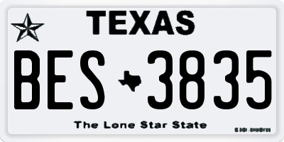 TX license plate BES3835