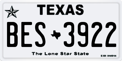 TX license plate BES3922