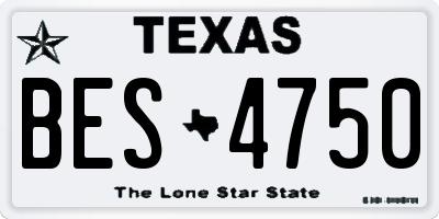 TX license plate BES4750