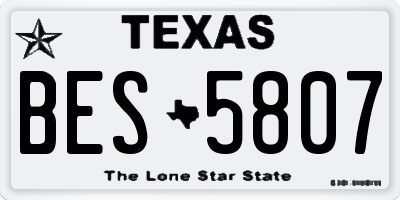 TX license plate BES5807