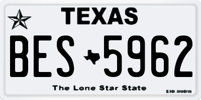 TX license plate BES5962