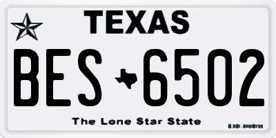 TX license plate BES6502