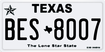 TX license plate BES8007