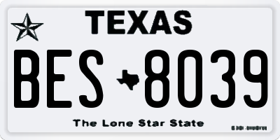 TX license plate BES8039