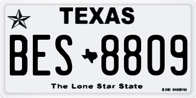 TX license plate BES8809