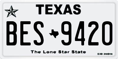 TX license plate BES9420