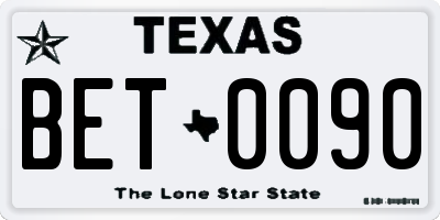 TX license plate BET0090