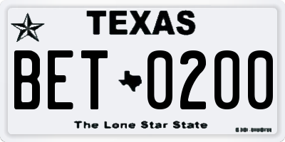 TX license plate BET0200