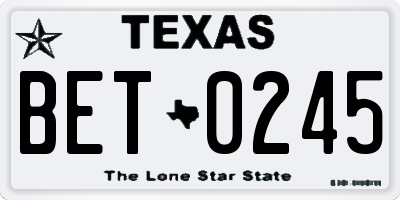 TX license plate BET0245