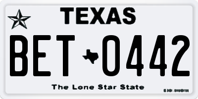 TX license plate BET0442
