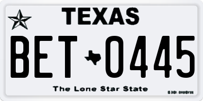TX license plate BET0445