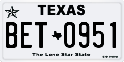 TX license plate BET0951