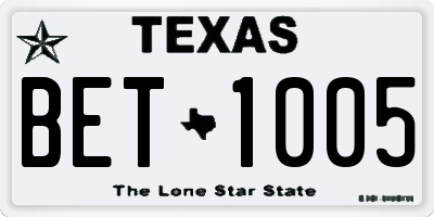 TX license plate BET1005
