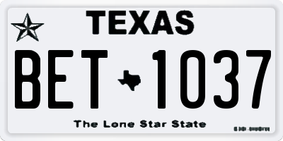 TX license plate BET1037