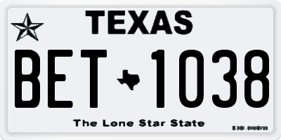TX license plate BET1038