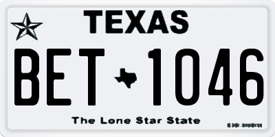 TX license plate BET1046